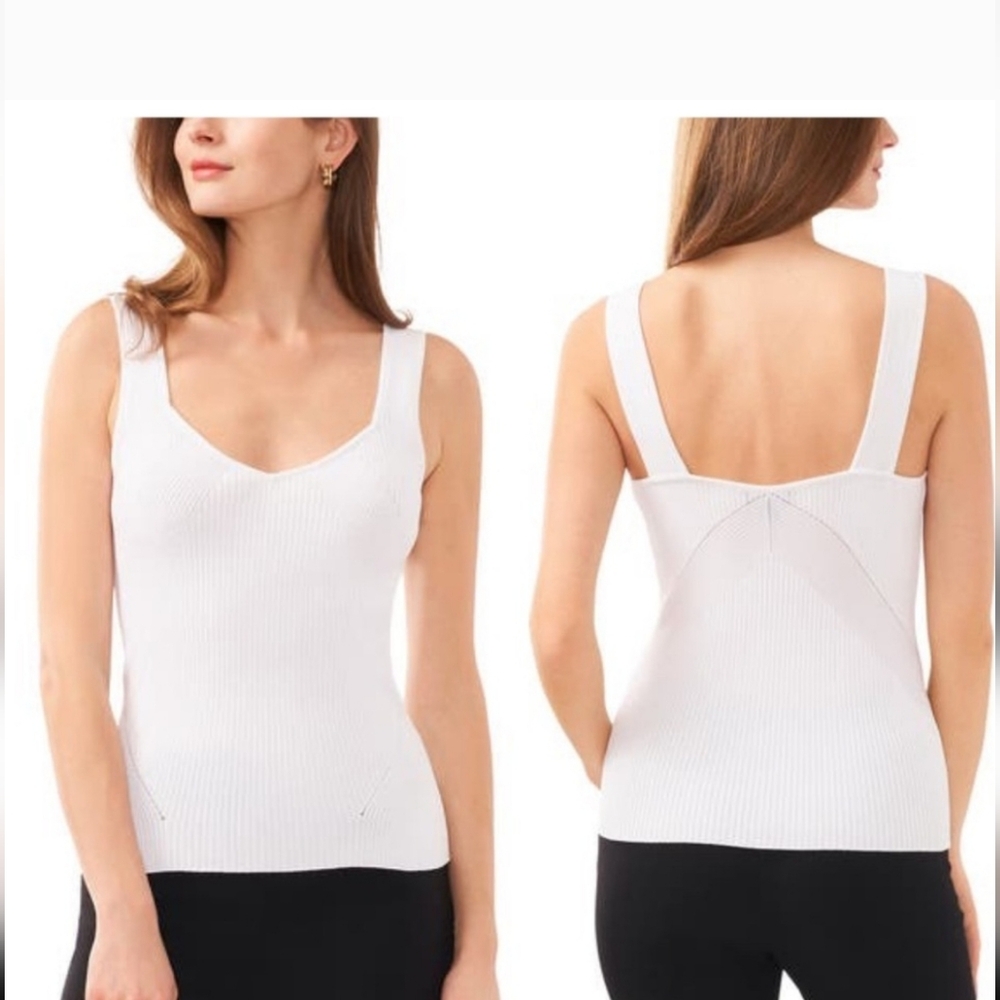 Halogen White Ribbed Women's Top. EUC Size Large.  Worn Once.